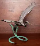 Heron in Flight, by Brian Arthur, bronze, offered Jun 2026