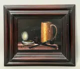Still life of a copper tankard by Vlasta Kahovcová, oil on board, sold May 2026