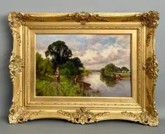 A Summers Day on the Thames by Henry H. Parker, oil on board, sold May 2026