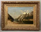 A sunlit Norwegian fjord by Adelsteen Eilert Normann, oil on canvas, sold May 2026
