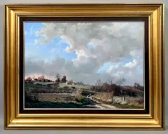 Changing Light over Dodford, Northamptonshire by Daniel van der Putten, oil on panel, sold May 2026
