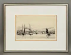 Hamble at the end of the Yachting Season by Harold Wyllie, etching, sold May 2026