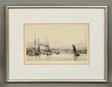 Hamble at the end of the Yachting Season by Harold Wyllie, etching, sold May 2026