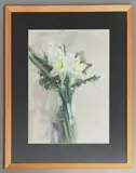 Still life of daffodils in a glass vase by Evelyn Brown, watercolour, sold May 2026