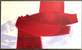 Abstract in lavender and blood red acrylic on by Katherine Palmers-Needham, acrylic on canvas, sold May 2026