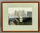 Gloucester Docks by Brian C. Lancaster, 1991, watercolour, sold May 2026
