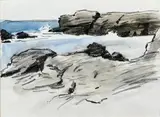 'Anglesey Sea Study by Donald McIntyre, pencil & watercolour on paper, sold May 2026