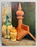 Still life of a Spanish roof tile by Mabel Burton, oil on board, sold Mar 2026