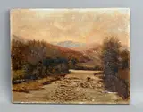 Cattle in a highland river landscape by J. Humfrey, 1894, oil on canvas, sold Mar 2026
