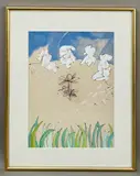 Garden dance by Richard Snowden, 1974, gouache and watercolour, sold Mar 2026