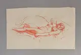 Reclining female nude sanguine chalk drawing on tinted laid paper by Hyman Segal, drawing, sold Mar 2026