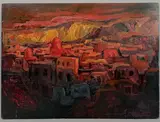 North African town at sunset by Rita Smith, oil on board, sold Feb 2026