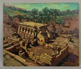 Ruins in an Egyptian landscape by Rita Smith, oil on board, sold Feb 2026