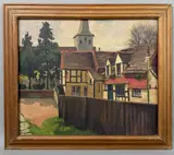 Honey Church & Inn by Edward Hartley Mooney, oil on board, sold Feb 2026