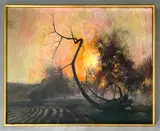 Branch forms at sunset by W. Phillips, 1969, oil on canvas, sold Feb 2026
