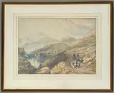 Travellers on a road through an extensive highland by John Francis Salmon, watercolour, sold Feb 2026