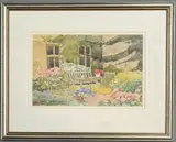Tea in the garden by Elizabeth Chalmers, watercolour, sold Feb 2026
