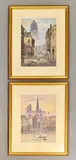 Frankfurt street scene with the cathedral beyond by Edward Nevil, watercolor, offered Feb 2026