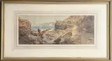 Coastal landscape with an old boat by Hs monogrammist, watercolour, offered Jan 2026