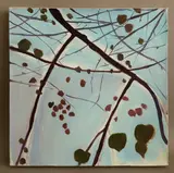Leaves and sky by Karina Joseph, oil on canvas, offered Jan 2026