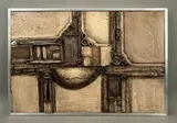 A Brutalist abstract 3D composition mixed media by P Phipps, mixed media on board, sold Jan 2026