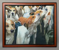 Fox hounds catching the scent oil on canvas by Mac Rimson, oil on canvas, sold Jan 2026