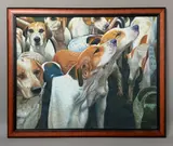 Fox hounds catching the scent by Mac Rimson, oil on canvas, sold Jan 2026