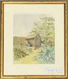 Potting Shed, Cold Aston by Elizabeth Chalmers, watercolor, sold Jan 2026
