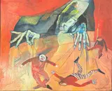 The puppet master a pair by Rita Smith, oil on board, sold Dec 2025