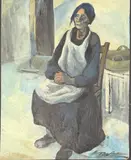 Portrait of an elderly French lady by Rita Smith, oil on board, offered Dec 2025