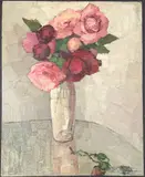 Roses by Rita Smith, oil on board, sold Dec 2025