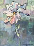 After Vincent Van Gogh Still life study of an iris by Michael Sweet-Escott, oil on board, sold Dec 2025