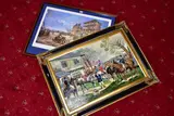 oil on canvas, The Meet, signed to the bottom left and verso, framed, size 49cm x by Antonio Sannino, oil on canvas, sold Nov 2021