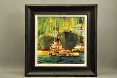 Masts and funnels by Peter J. Rodgers, watercolour on paper, sold Nov 2021