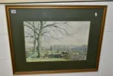 a pastoral landscape, sheep to the foreground, extensive landscape by C. J. Thornton, watercolour on paper, sold Nov 2021