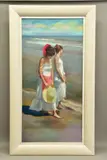 La playa by Domingo Álvarez Gómez, pastel on paper, sold Nov 2021