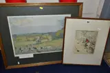 A woodland hunt by Tom Carr, etching, sold Nov 2021