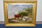 Sheep grazing at the edge of a wood with expansive by George Jackson, 1839, oil on canvas, sold Nov 2021