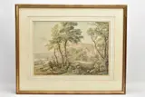 an Italianate landscape with travellers on foot and by Vincent Jansz van der Vinne, watercolour on paper, sold Nov 2021