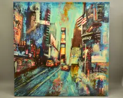 New york, times square by Annie Blanchet Rouze, 2016, mixed media, sold Nov 2021