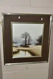 a Winter landscape with stream to the foreground signed by Michael John William Hill, 1986, oil on canvas, sold Nov 2021