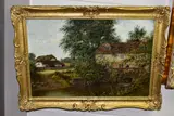 A bucolic country scene of a male figure fishing in a stream by Thomas Spinks, 1881, oil on board, sold Oct 2021