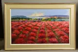 Field of red by Miguel Torres, oil on canvas, sold Oct 2021