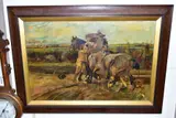 Heavy horses by M. Collins, oil on canvas, sold Oct 2021