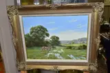 A British landscape with a donkey by Lesley Hammett, oil on canvas, sold Oct 2021