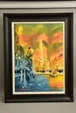 Piazza brollies - rome by Peter J. Rodgers, watercolour on paper, sold Oct 2021