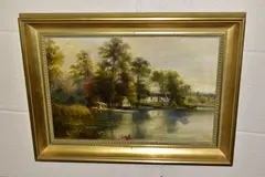Bracebridge pool, sutton park by George Willis-Pryce, oil on canvas, sold Aug 2021