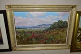 A British landscape with poppy field to the foreground by Deborah Poynton, oil on canvas, sold Aug 2021