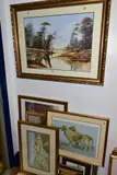 to include an Alan Wolford river landscape with two small children fishing, by Paintings And Prints, watercolour on paper, sold Aug 2021