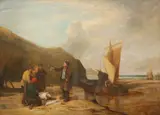 A Fish Auction on the South Coast of Devonshire Signed and dated W by William Collins, Oil on canvas, offered Aug 2021